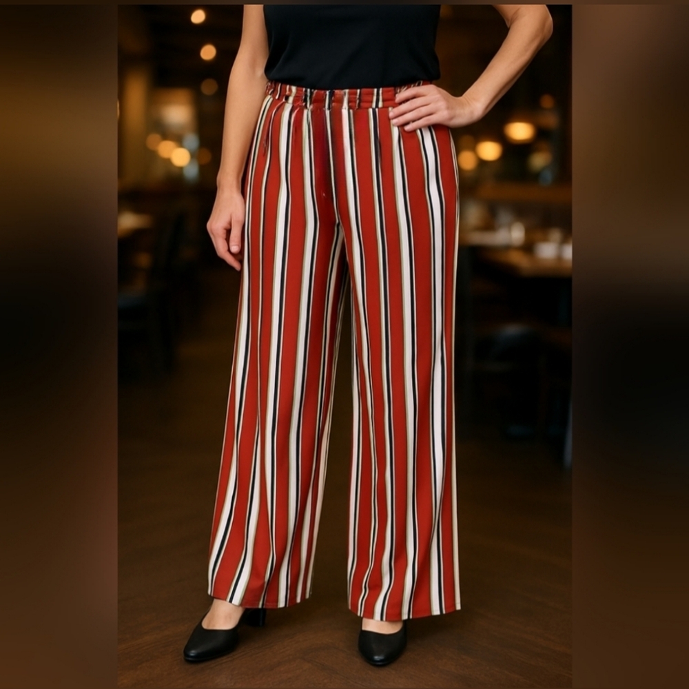 Jules & Leopold Wide Leg Pants - Red and White Stripes